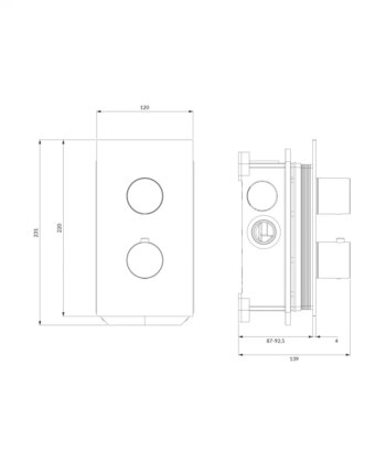 OMNIRES - CONTOUR termostatická sprchová batéria podomietková zlatá kartáčovaná /GLB/ CT8036GLB