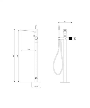 OMNIRES - CONTOUR vaňová batéria voľnestojaca zlatá kartáčovaná /GLB/ CT8033GLB