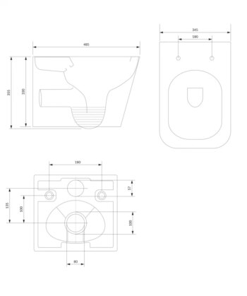 OMNIRES - FONTANA misa Rimless vrátane sedátka s slow, 49 x 35 cm biela lesk /BP/ FONTANAMWBP