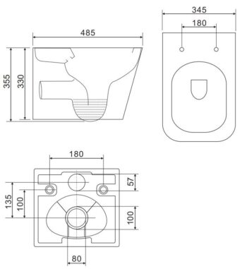 OMNIRES - FONTANA misa Rimless vrátane sedátka s slow, 49 x 35 cm biela lesk /BP/ FONTANAMWBP