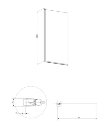 OMNIRES - KINGSTON Jednokrídlová vaňová zástena, 70 cm chróm / transparent /CRTR/ XHE85CRTR