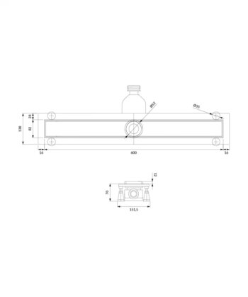 OMNIRES - LOWFIX lineárny sprchový odtok s krycou doskou pre dlažbu, 60 cm srebrny /SL/ LOWFIX60TSL