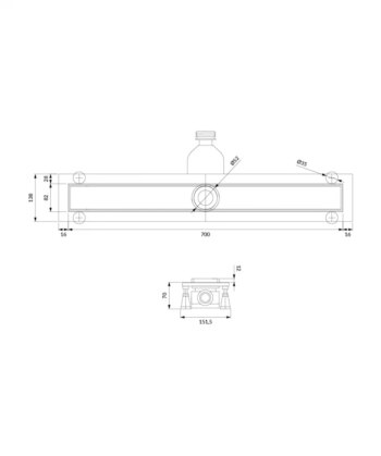 OMNIRES - LOWFIX lineárny sprchový odtok s krycou doskou pre dlažbu, 70 cm srebrny /SL/ LOWFIX70TSL