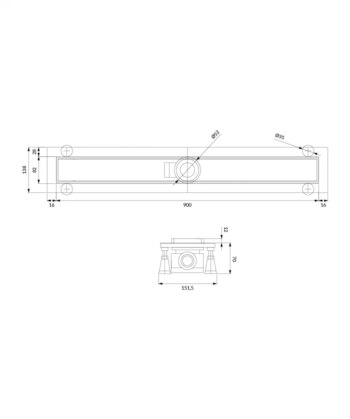 OMNIRES - LOWFIX lineárny sprchový odtok s pevnou mriežkou, 90 cm čierna /BLH/ LOWFIX90GBL