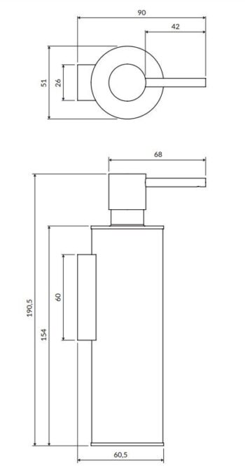 OMNIRES - MODERN PROJECT dávkovač tekutého mydla, nástenný, meď kartáčovaná MP60721CPB