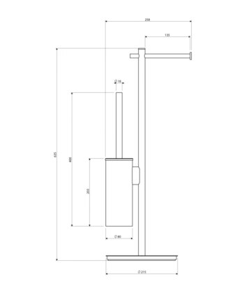OMNIRES - MODERN PROJECT voľne stojaci držiak na toaletný papier a kefu, nikel MP60810NI