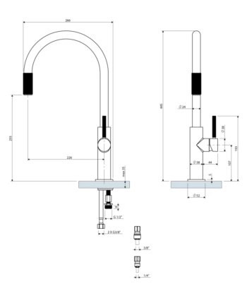 OMNIRES OMNIRES - Drezová batéria (kompatibilná s akýmkoľvek systémom filtrácie vody), brúsené zlato SW9057GLB