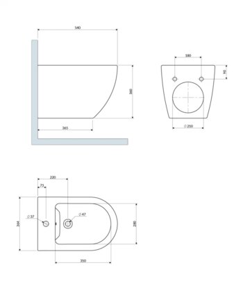 OMNIRES - OTTAWA COMFORT závesný bidet, 54 x 36,5 cm, matná biela OTTAWACMBIBM
