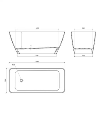 OMNIRES - PARMA M+ voľne stojaca vaňa, 159 x 71 cm biela lesk /BP/ PARMAWWBP