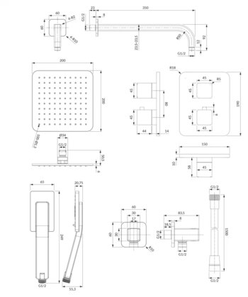 OMNIRES - PARMA termostatický podomietkový sprchový systém čierna mat /BLM/ SYSPM11BL