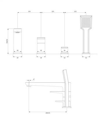 OMNIRES - PARMA vaňová batéria 4-otvorová grafit /GR/ PM7432GR