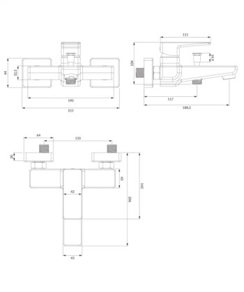 OMNIRES - PARMA vaňová batéria chróm /CR/ PM7430CR