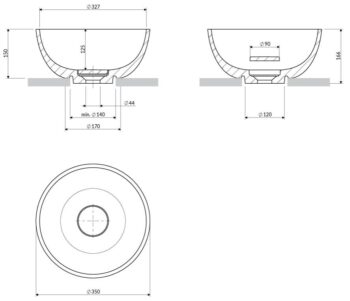 OMNIRES - SHELL M+ umývadlo na dosku, O35 cm, béžová mat SHELL350UNDB