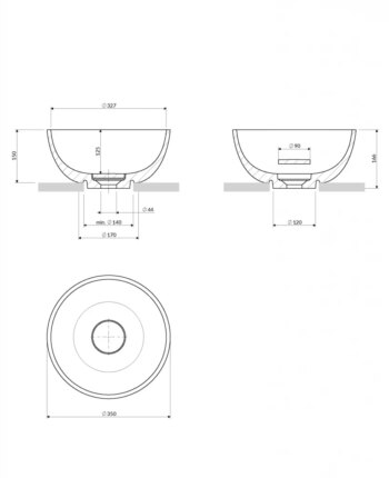 OMNIRES - SHELL M+ umývadlo na dosku, O35 cm, biela lesk SHELL350UNBP