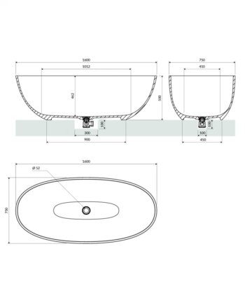 OMNIRES - SHELL M+ voľne stojaca vaňa, 160 x 75 cm biela mat /BM/ SHELLWWBM