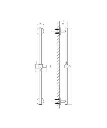OMNIRES - Sprchová tyč s posuvným držiakom, 66 cm, meď DR12CP