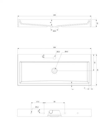 OMNIRES - THASOS M+ umývadlo na dosku/ závestné, 100 x 42 cm biela lesk /BP/ THASOS1000BP