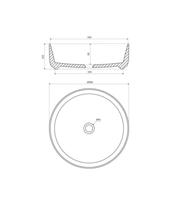 OMNIRES - TULSA umývadlo na dosku, o36 cm biela lesk /BP/ TULSA355BP