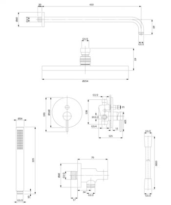 OMNIRES - Y podomietkový sprchový systém meď /CP/ SYSY35CP