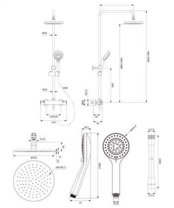OMNIRES - Y termostatický sprchový stĺp chróm /CR/ Y1244LUXLCR