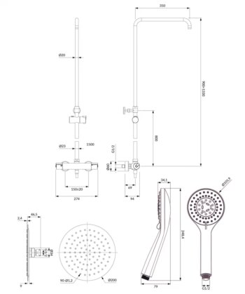 OMNIRES - Y termostatický sprchový stĺp chróm /CR/ Y1244XOCR