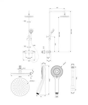 OMNIRES - Y termostatický sprchový stĺp zlatá /GL/ Y1244LUXLGL