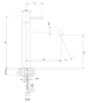 OMNIRES - Y umývadlová batéria, 23 cm (hlava 25 mm), lesklá meď Y1212CCP