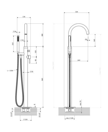 OMNIRES - Y vaňová batéria voľnestojaca grafit /GR/ Y1233GR
