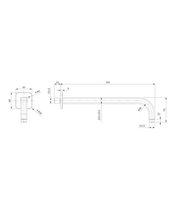 OMNIRES - nástenné sprchové rameno, 35 cm čierna mat /BLM/ RA15BL