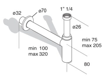 Omp Tea - MINITOTI umývadlový sifón 5/4"-32, čierna mat 510.135.5.X
