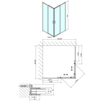 POLYSAN - EASY štvorcová sprchová zástena 800x800, číre sklo EL5215