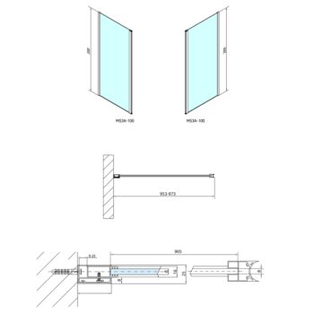 POLYSAN - MODULAR SHOWER stena na inštaláciu na múr, pre pripojenie otoč.panelu 1000  MS3A-100