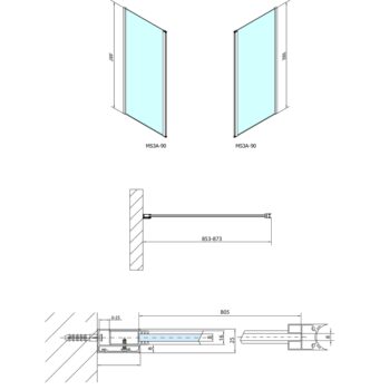 POLYSAN - MODULAR SHOWER stena na inštaláciu na múr, pre pripojenie otoč.panelu 900  MS3A-90