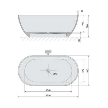 POLYSAN - REDUTA voľne stojaca vaňa liaty mramor 171x81x58cm, biela 71842