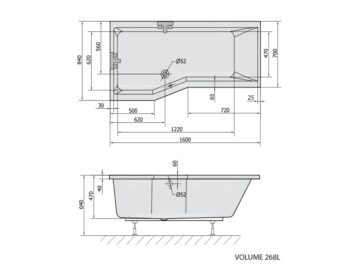 POLYSAN - VERSYS L asymetrická vaňa 160x84x70x47cm, biela 14611