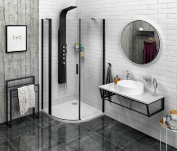 POLYSAN - ZOOM BLACK štvrťkruhová sprchová zástena 900x900, číre sklo, ľavá ZL2615BL