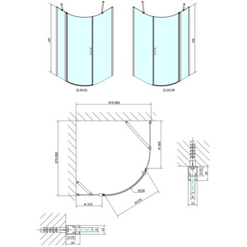 POLYSAN - ZOOM štvrťkruhová sprchová zástena 900x900, číre sklo, pravá ZL2615R