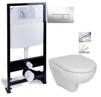 PRIM předstěnový instalační systém s chromovým tlačítkem 20/0041 + WC JIKA LYRA PLUS + SEDADLO duraplastu SLOWCLOSE PRIM_20/0026 41 LY5