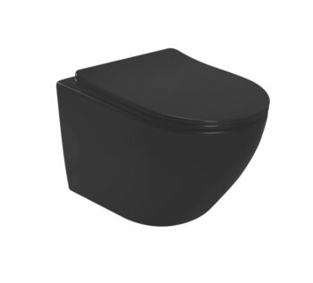 PRIM předstěnový instalační systém s chromovým tlačítkem 20/0041 + WC REA CARLO MINI RIMLESS ČIERNY MAT + SEDADLO PRIM_20/0026 41 MM1