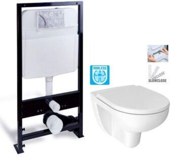 PRIM predstenový inštalačný systém bez tlačidla + WC JIKA LYRA PLUS RIMLESS + SEDADLO duraplastu SLOWCLOSE PRIM_20/0026 X LY2