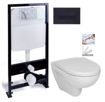 PRIM predstenový inštalačný systém s čiernym tlačidlom 20/0044 + WC JIKA LYRA PLUS + SEDADLO duraplastu SLOWCLOSE PRIM_20/0026 44 LY5