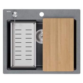Quadron Quadron - Granitový drez KURT 110 WORKSTATION Grey Metallic ZLE-09004