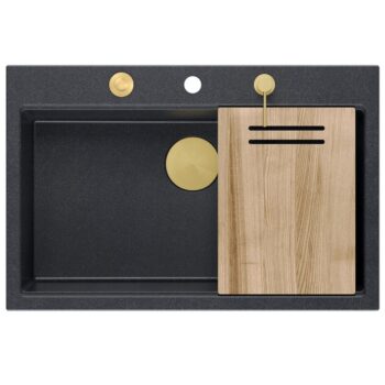 Quadron Quadron - Granitový drez MARC 110 WORKSTATION Black Metallic Zlaty HQM7650U8_PVDG1