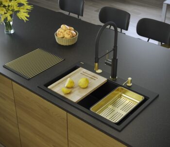 Quadron Quadron - Granitový drez MARC 110 WORKSTATION Black Oceľ HQM7650U7_BS