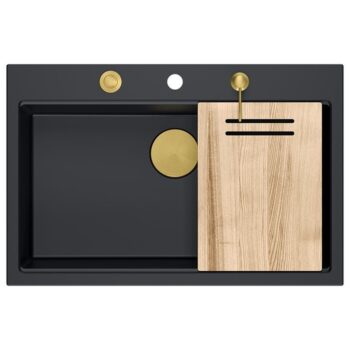 Quadron Quadron - Granitový drez MARC 110 WORKSTATION Black Zlaty HQM7650U7_PVDG1