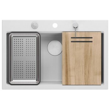 Quadron Quadron - Granitový drez MARC 110 WORKSTATION White Oceľ HQM7650U1_BS
