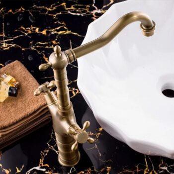 REA - Kuchynská Umývadlová batéria Rustico antique gold REA-B5521
