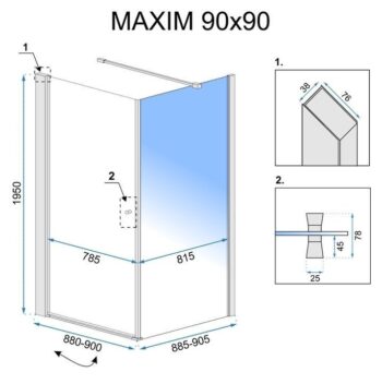 REA - Náhradný pevný diel - Maxim 90x90 pravý REA-K0267 ND02-REA-K0267
