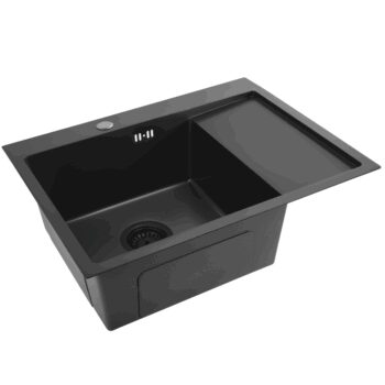 REA REA - Oceľový drez Fin Black s kuchynskou batériou KPL-96014