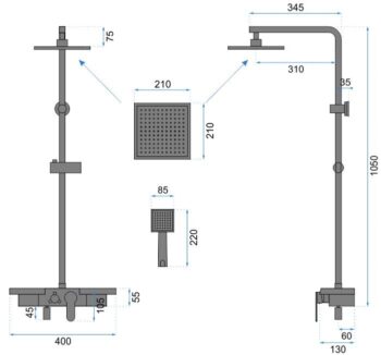 REA REA - Sprchový set s batériou 150mm Bravo čierna REA-P0636
